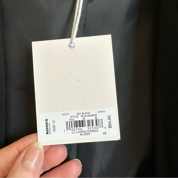 NWT LC Lauren Conrad Bell Sleeve Open Front Blazer Black Sz 12 - Picture 4 of 8